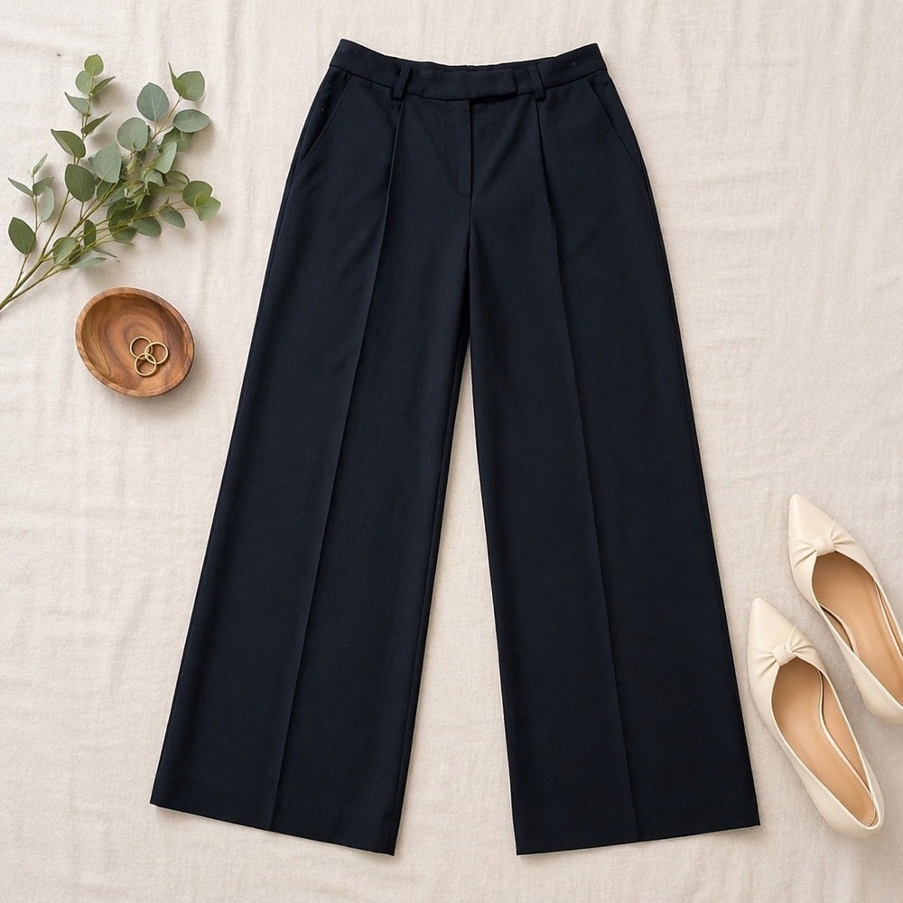 Talbots Womens 4 Black 100% Italian Wool Straight Lined Dress Pants Trousers